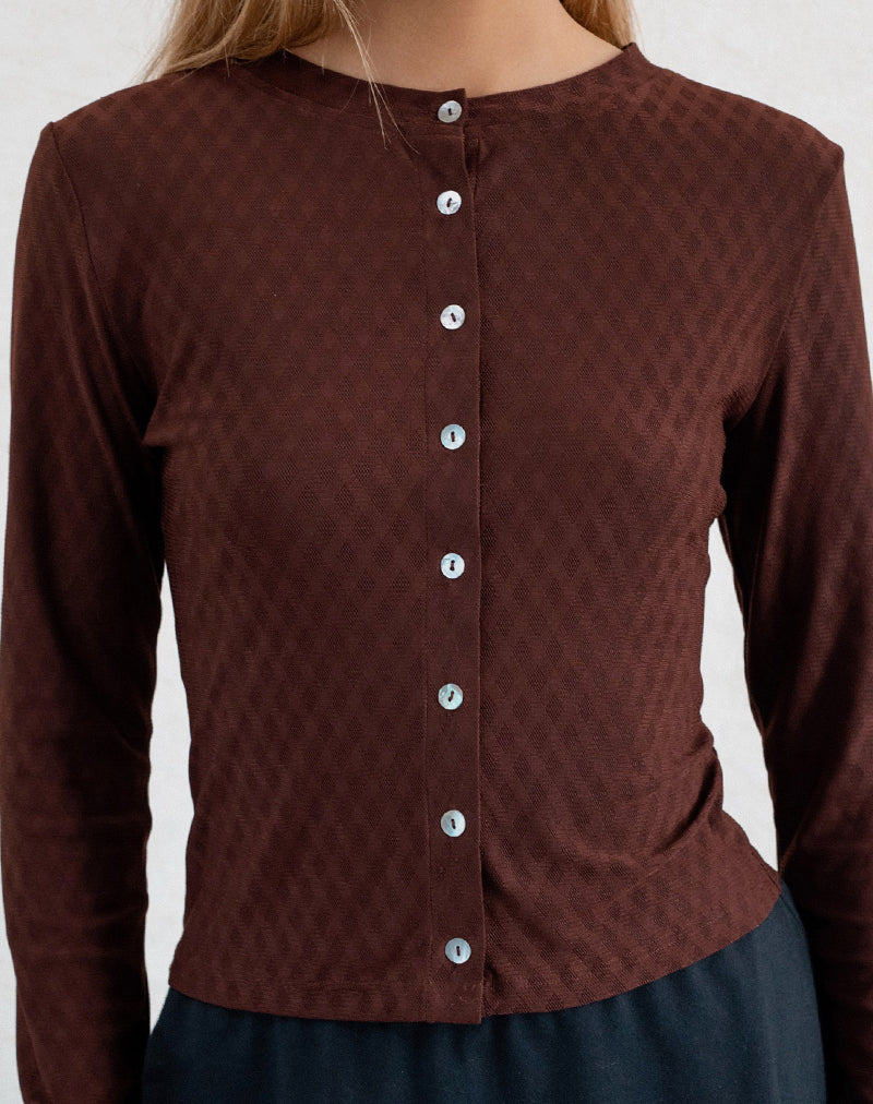 Image of Kahula Hemd aus Argyle Mesh Braun