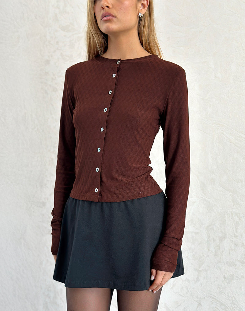 Image of Kahula Hemd aus Argyle Mesh Braun