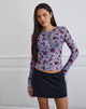 Image of Kahula Top in Lotus Flock Karo Lavendel