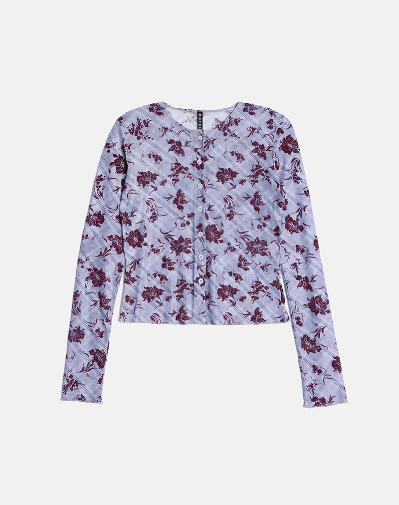 Image of Kahula Top in Lotus Flock Karo Lavendel
