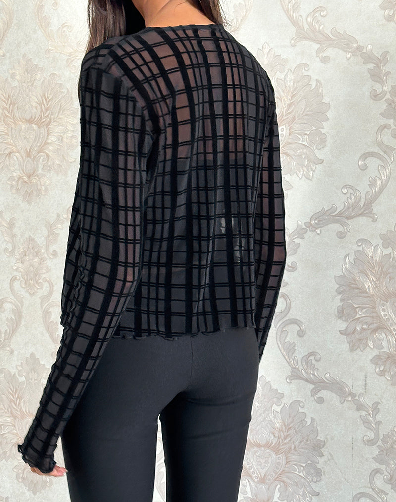 Image of Kahula Strickjacke mit farbigem Karoflock Schwarz