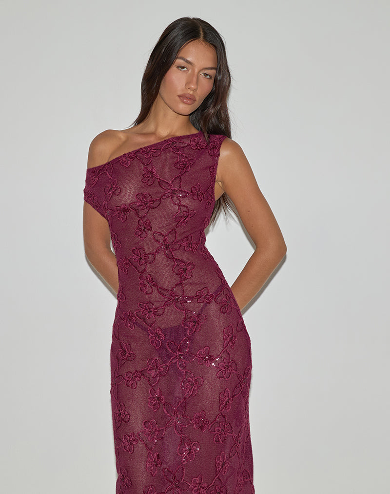 Image of Kaido Midikleid aus Paillettenstrick Burgundy