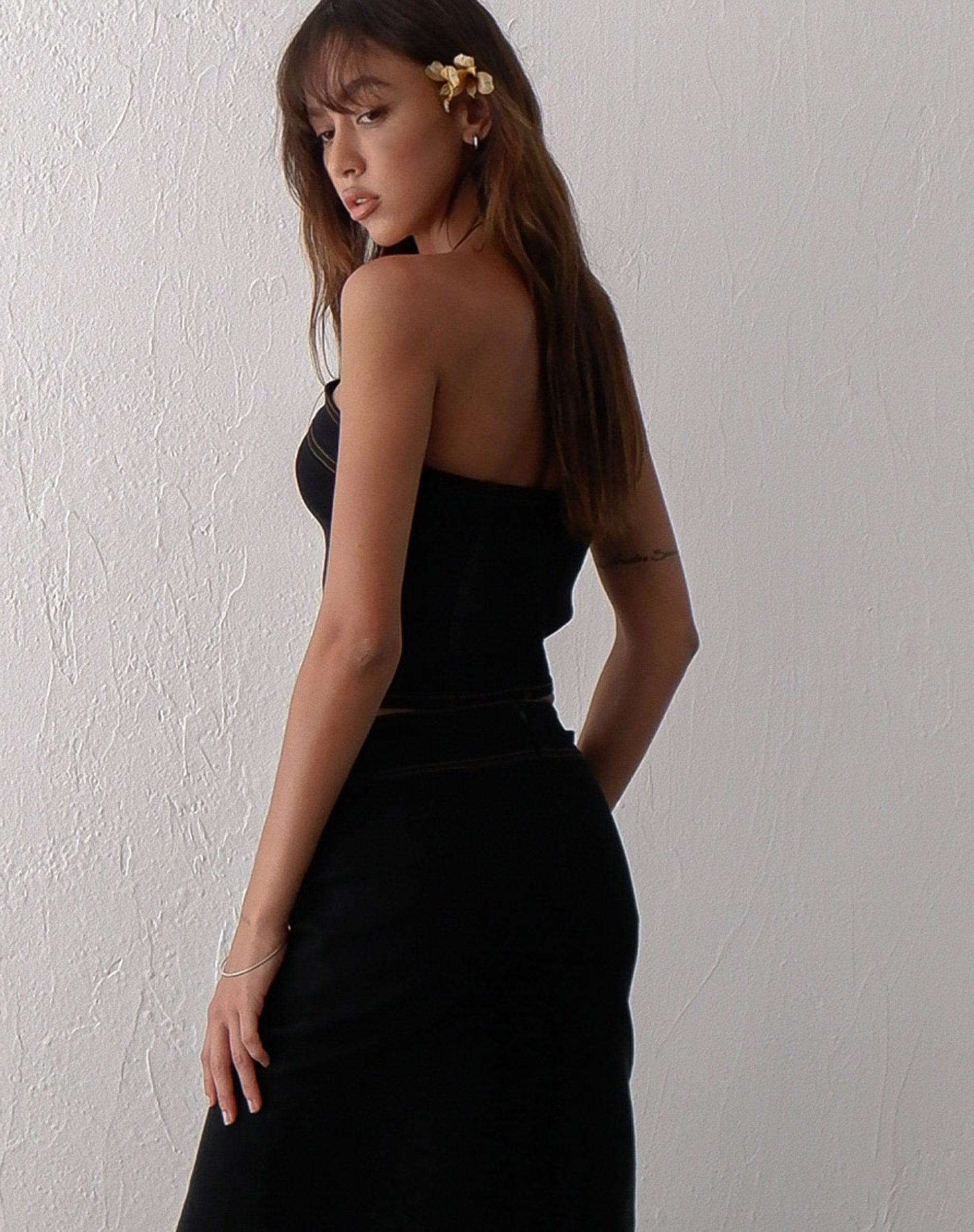 Bild von Kaiha Denim Bandeau Korsett Top in Black Wash