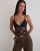 Image of Kaika Plunge Cami Top aus Wimpernspitze Schwarz