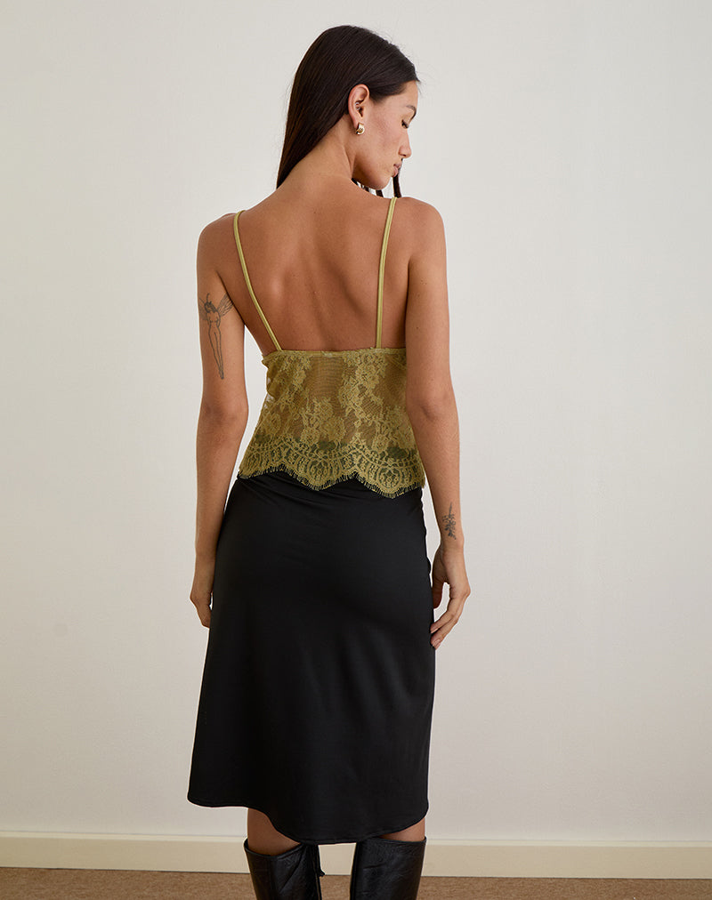 Image of Kaika Plunge Cami Top in Wimpernspitze Chartreuse