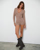 Bild von Kaipo Tie Back Playsuit in Braun-Elfenbein gestreift