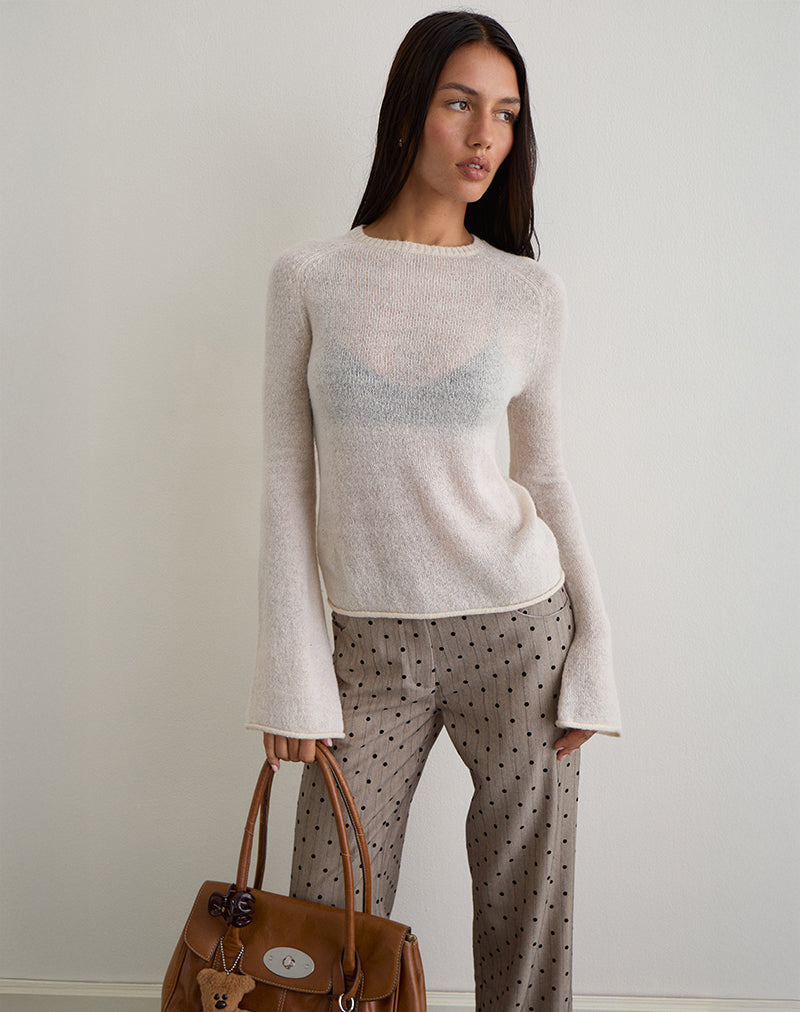Image of Kaleo Roll Edge Pullover aus Strick in Ecru