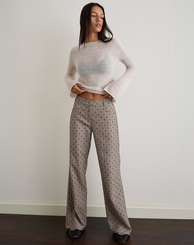 Image of Tatina Hose in Beige mit Polka Nadelstreifen
