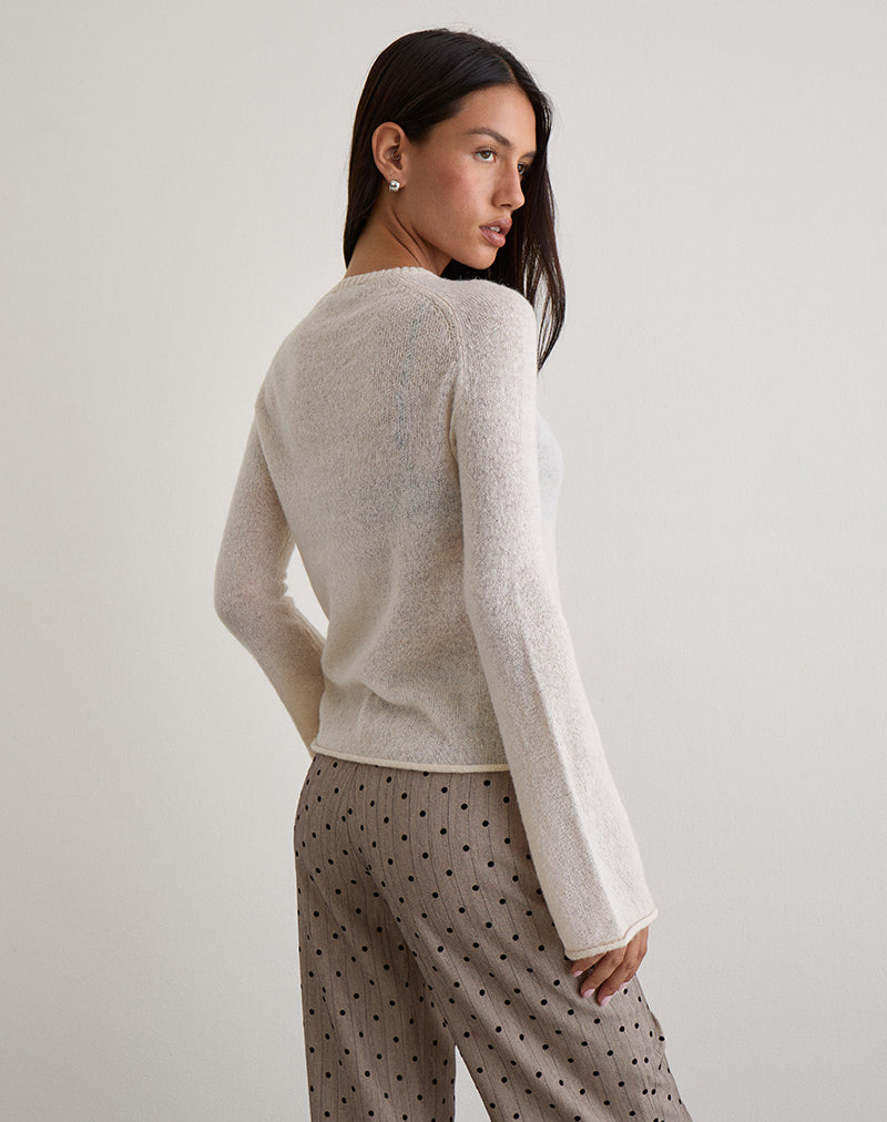 Image of Kaleo Roll Edge Pullover aus Strick in Ecru