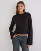 Image of Kaleo Roll Edge Jumper in Knit Black
