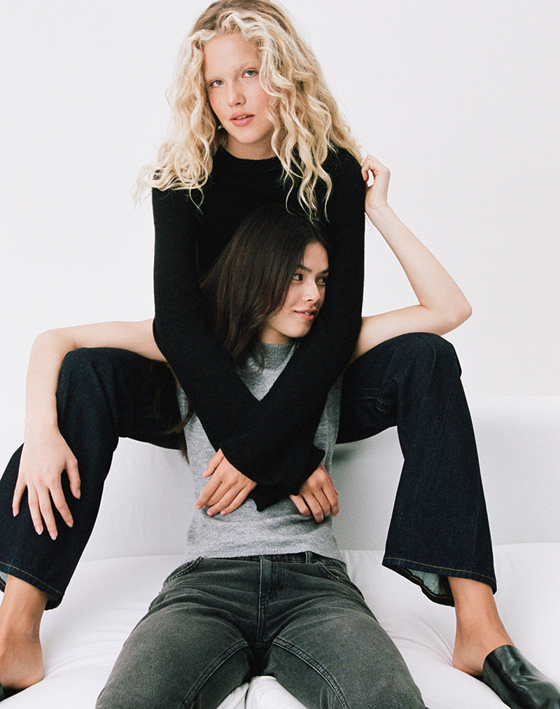 Bild von Kaleo Roll Edge Jumper in Strick Schwarz