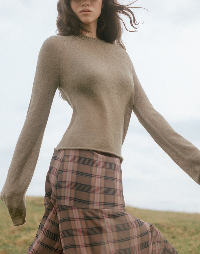 Bild von Kaleo Roll Edge Jumper in Strick Khaki