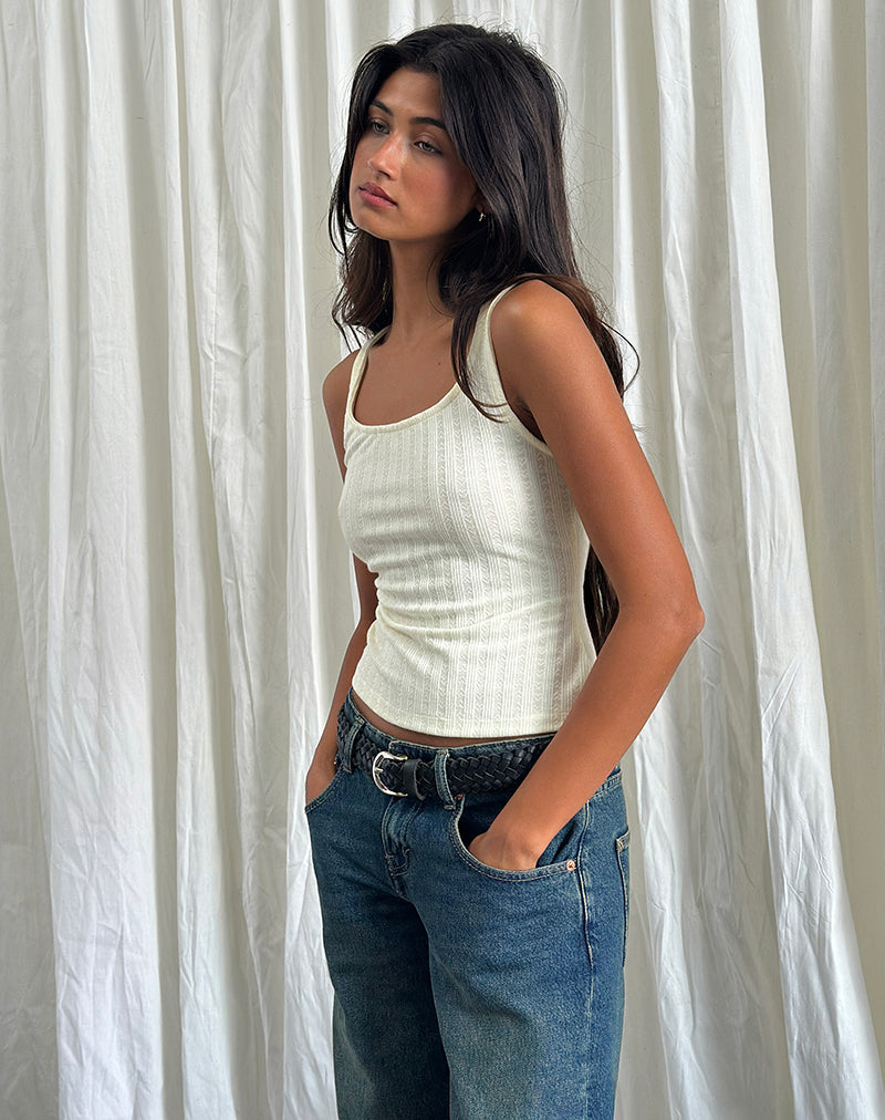 Kalinda Vest Top in Pointelle Elfenbein