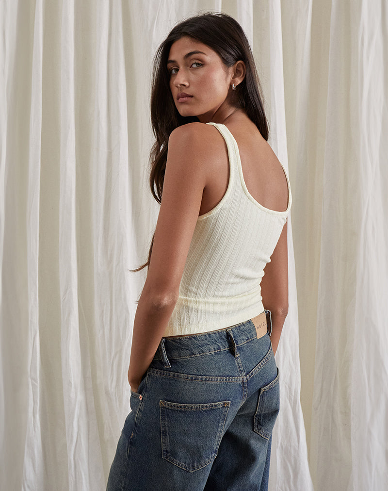 Bild von Kalinda Vest Top in Pointelle Elfenbein