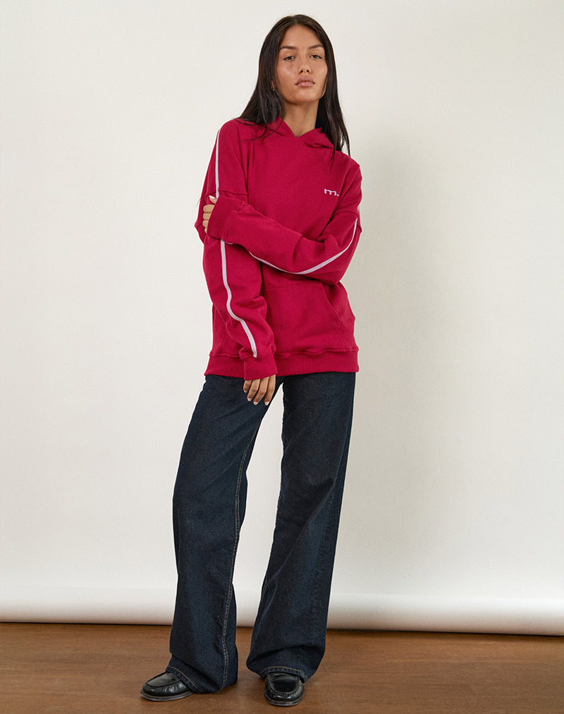 Kamari Hoodie in Adrenalin Rot mit Violett M Stickerei