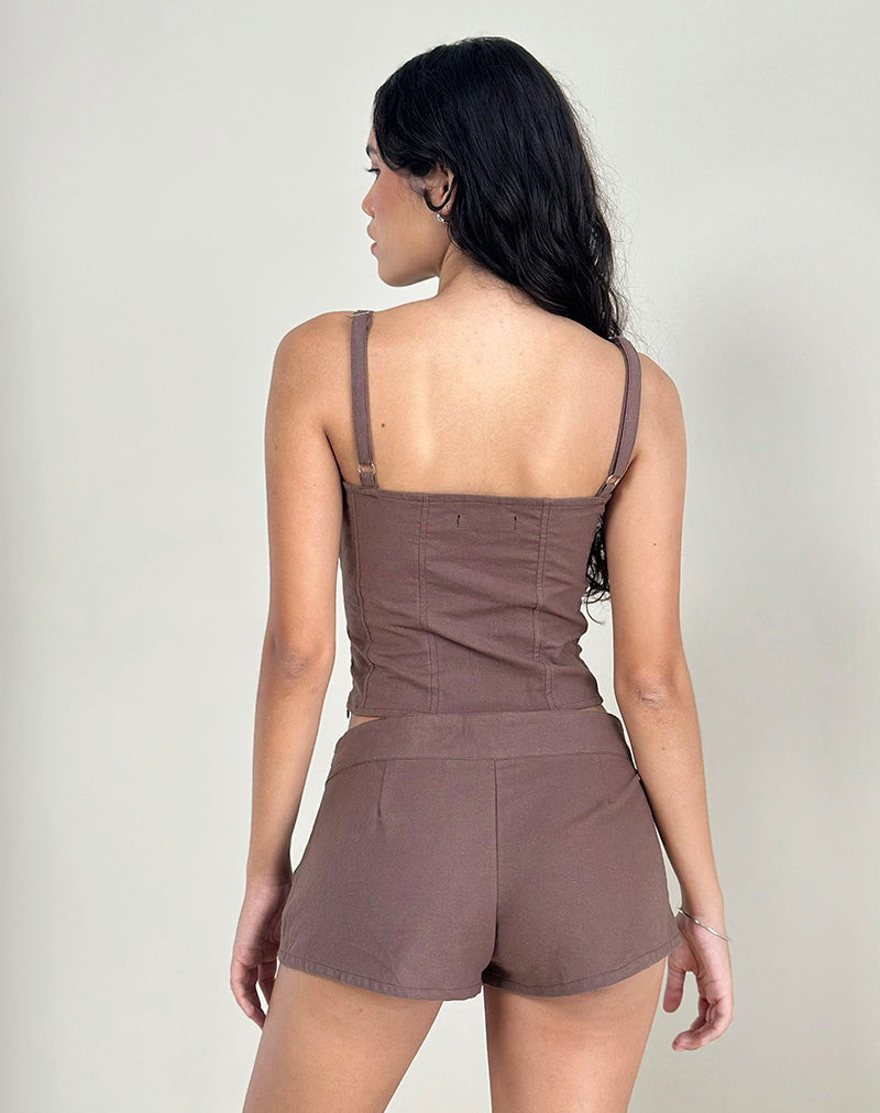 Image of Kamden Cami Top aus Leinen Deep Taupe