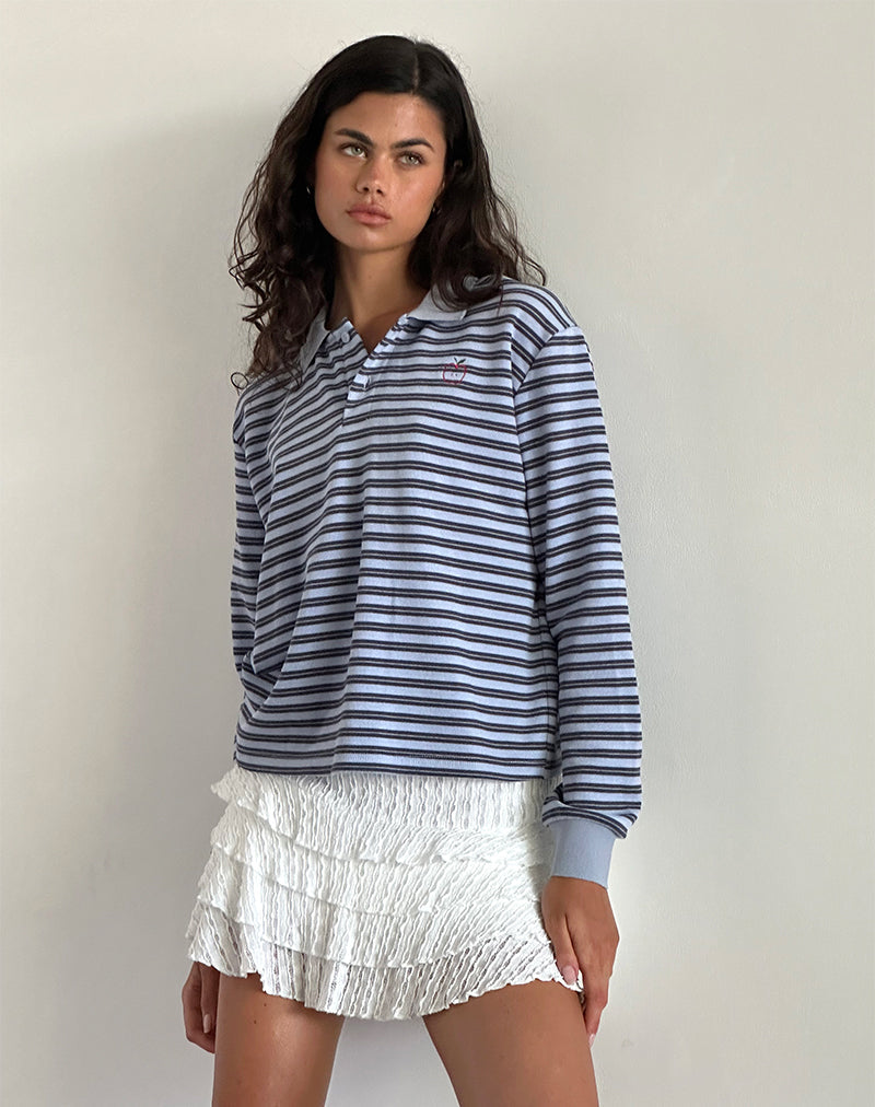 Image of Kamilla Baggy Langarmshirt in Blau und Grau gestreift