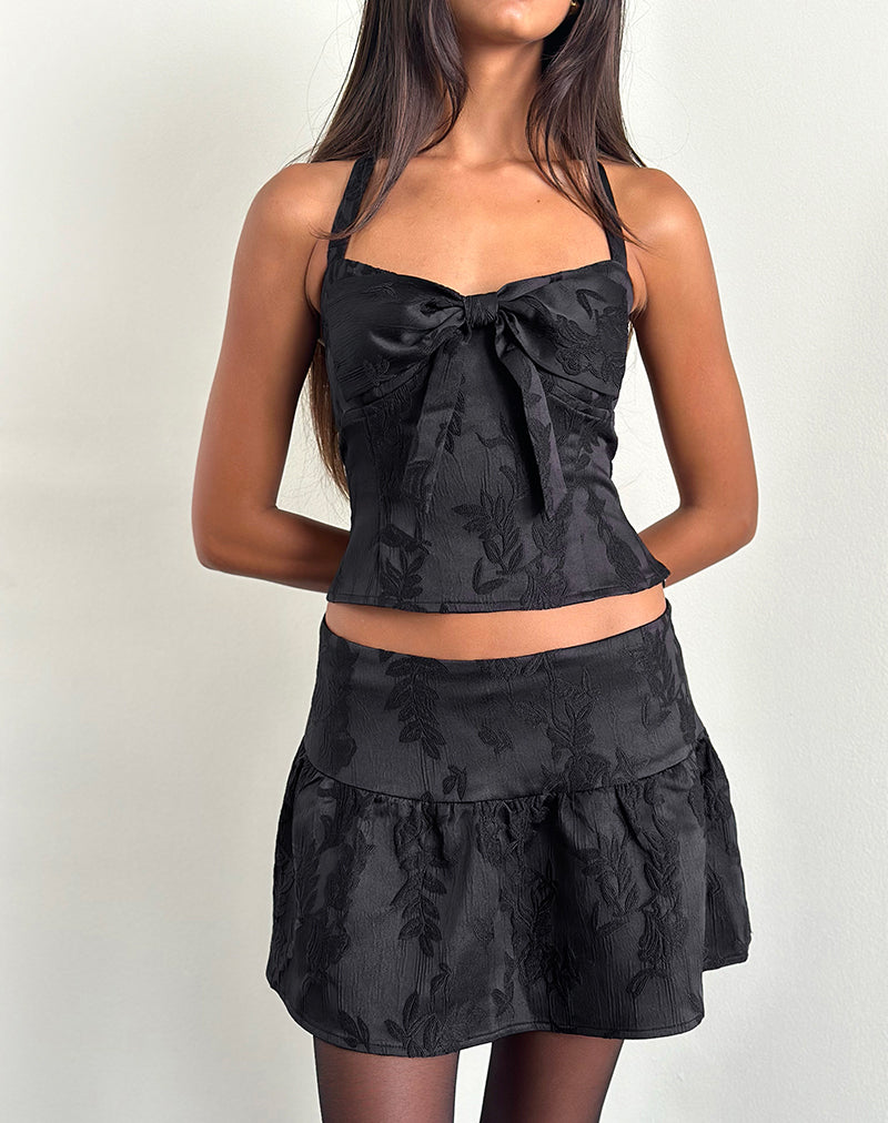 Image of Kampi Neckholder-Top aus Satin-Jacquard Schwarz