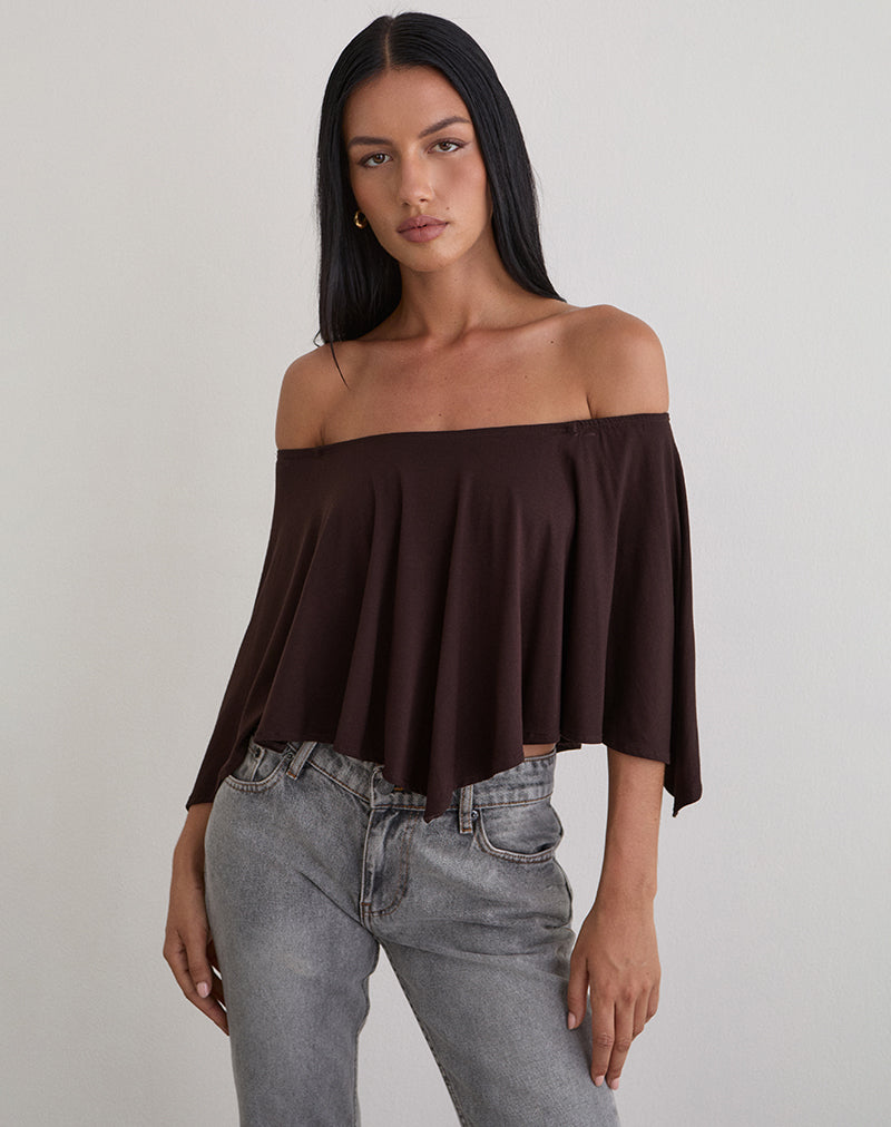 Kanela Slouch Poncho aus Jersey Bitter Chocolate