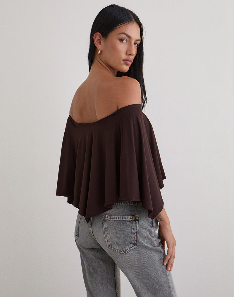 Bild von Kanela Slouch Poncho aus Jersey Bitter Chocolate