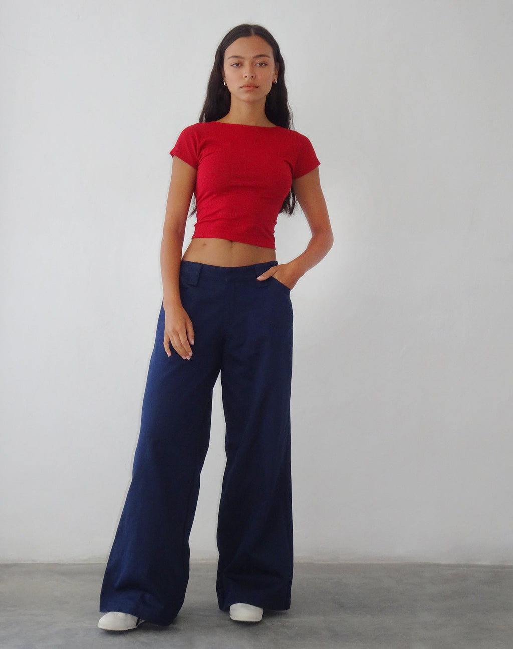 Kaomy Hose mit weitem Bein in Navy