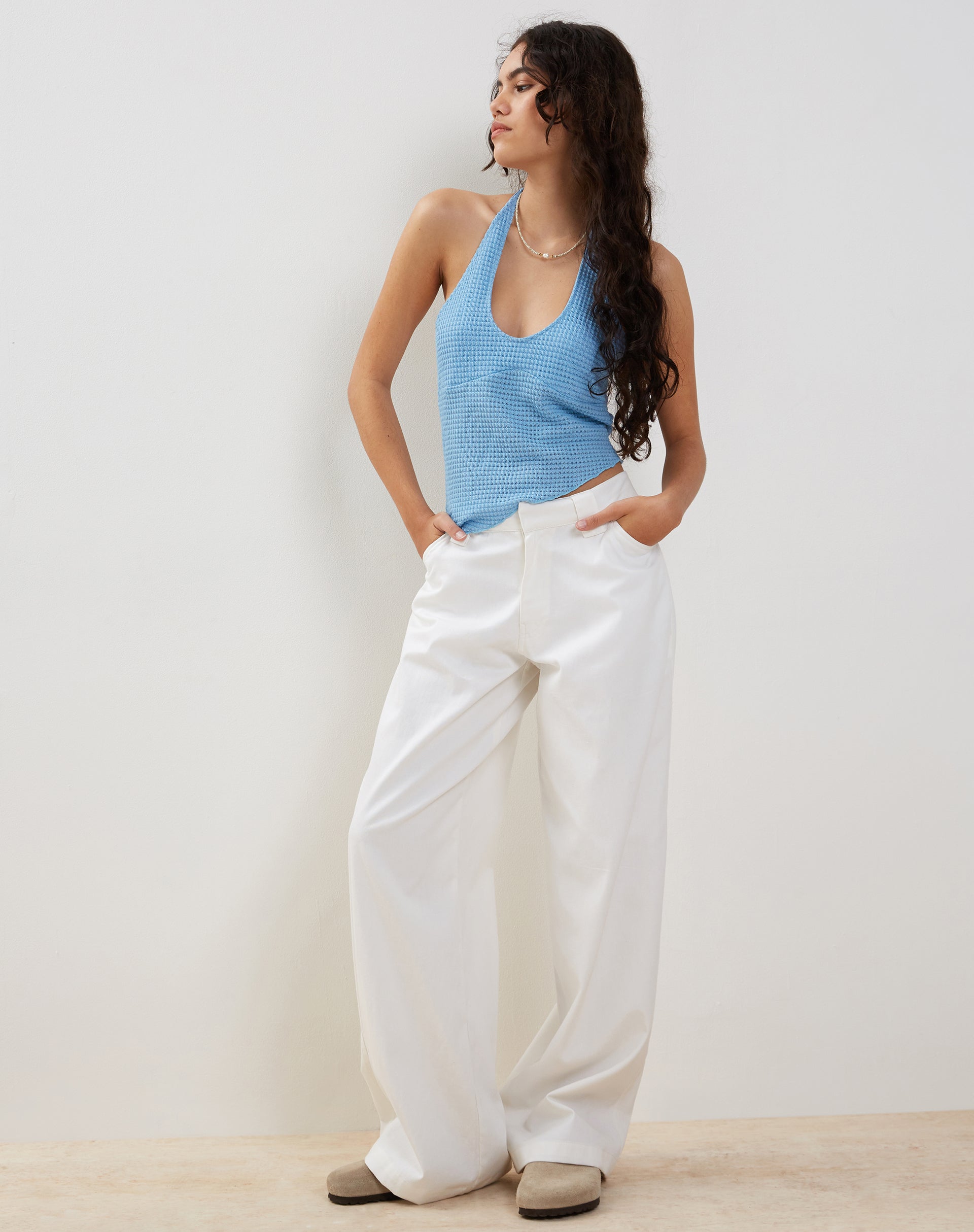 Bild der Kaomy Hose mit weitem Bein in Weiß