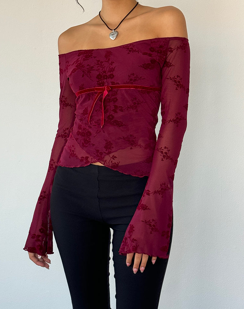 Bild von Kareena Top in Botanical Flower Maroon