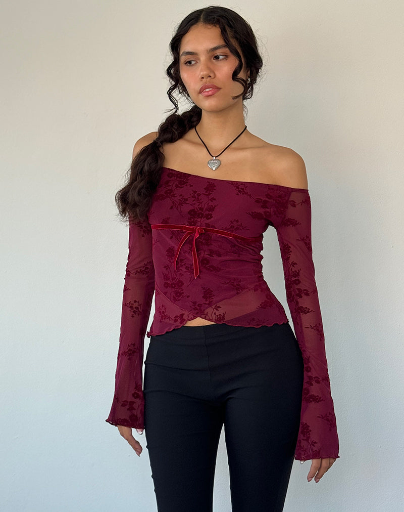 Bild von Kareena Top in Botanical Flower Maroon