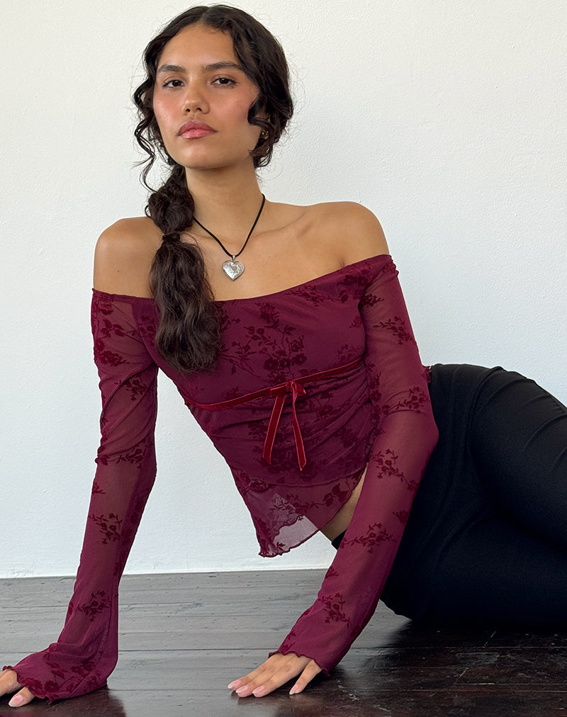 Bild von Kareena Top in Botanical Flower Maroon