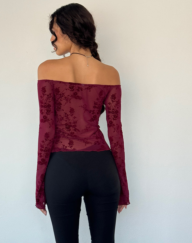 Bild von Kareena Top in Botanical Flower Maroon