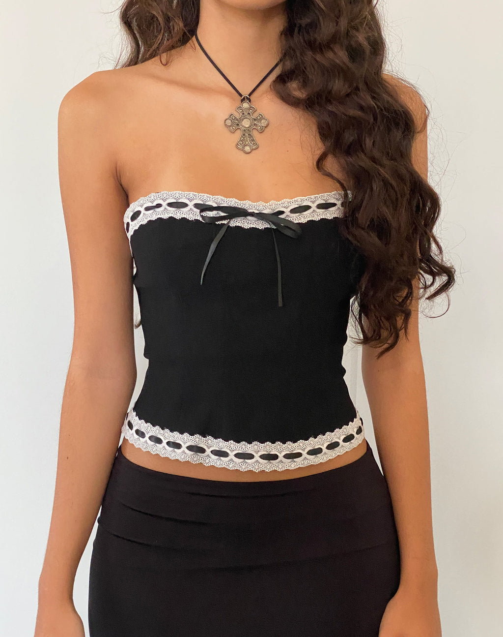 Karida Spitzenkorsett Top in Schwarz