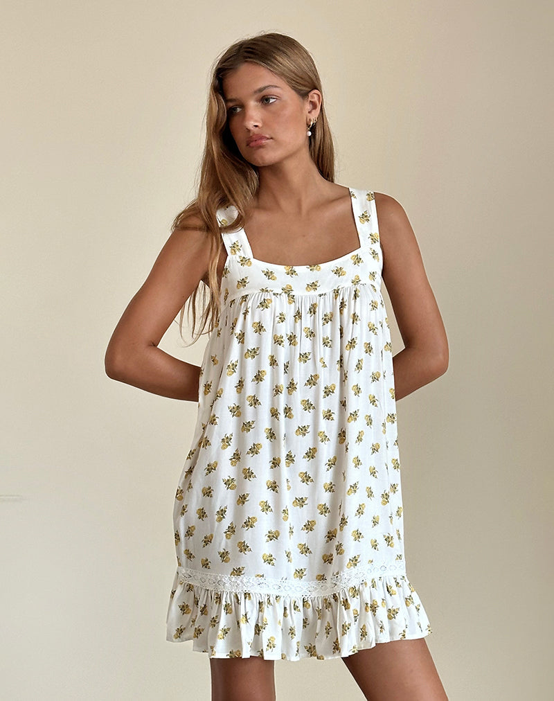 Image of Karina Kleid in Funshine Floral Off White