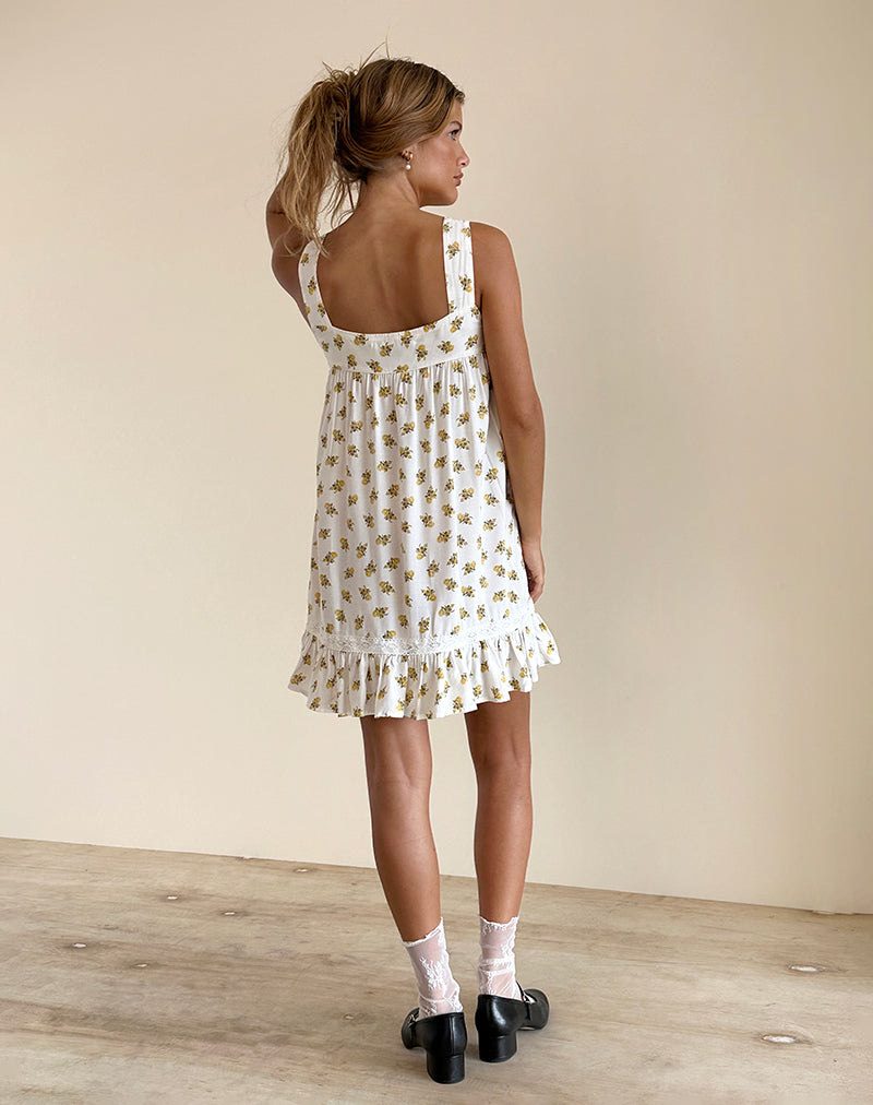 Image of Karina Kleid in Funshine Floral Off White
