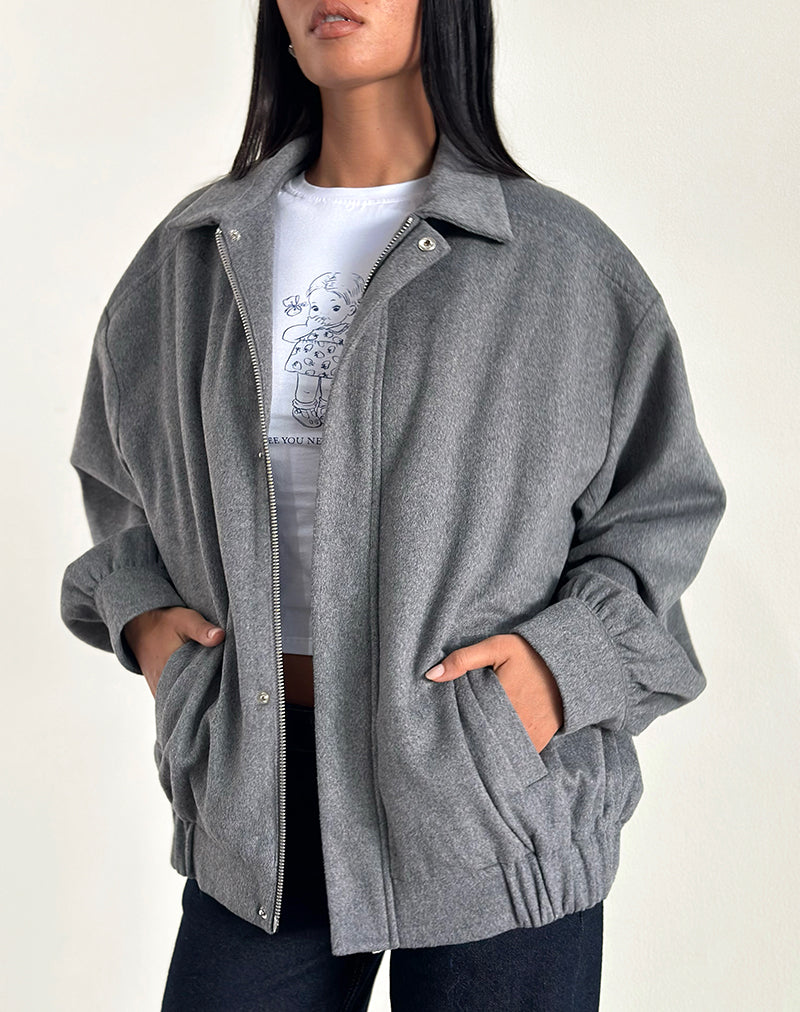 Image of Karinta Jacke aus grau melierter Wolle