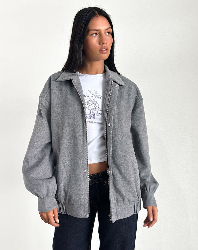 Image of Karinta Jacke aus grau melierter Wolle