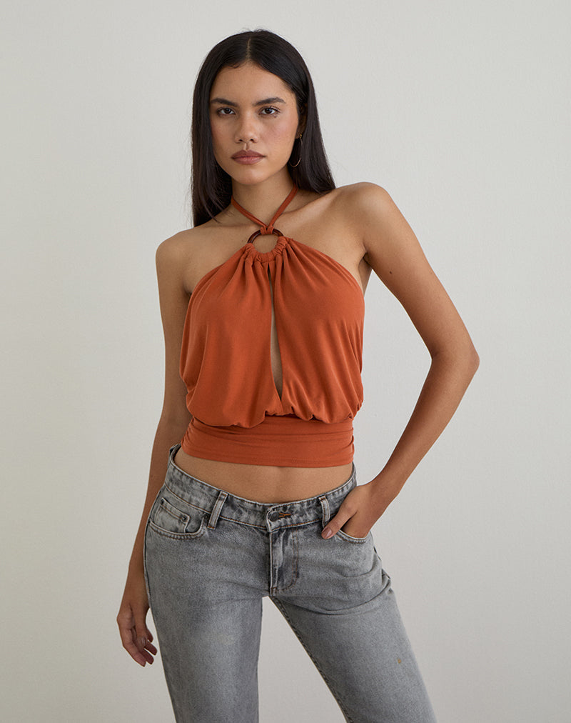 Karise Top aus Cupro in gebranntem Orange