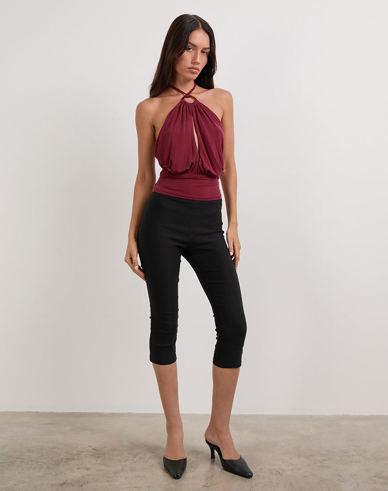 Bild von Karise Plunge Top aus Cupro Dunkelrot