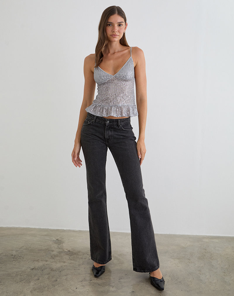 Bild des Karka Cami-Oberteils in Drape Sequin Grey