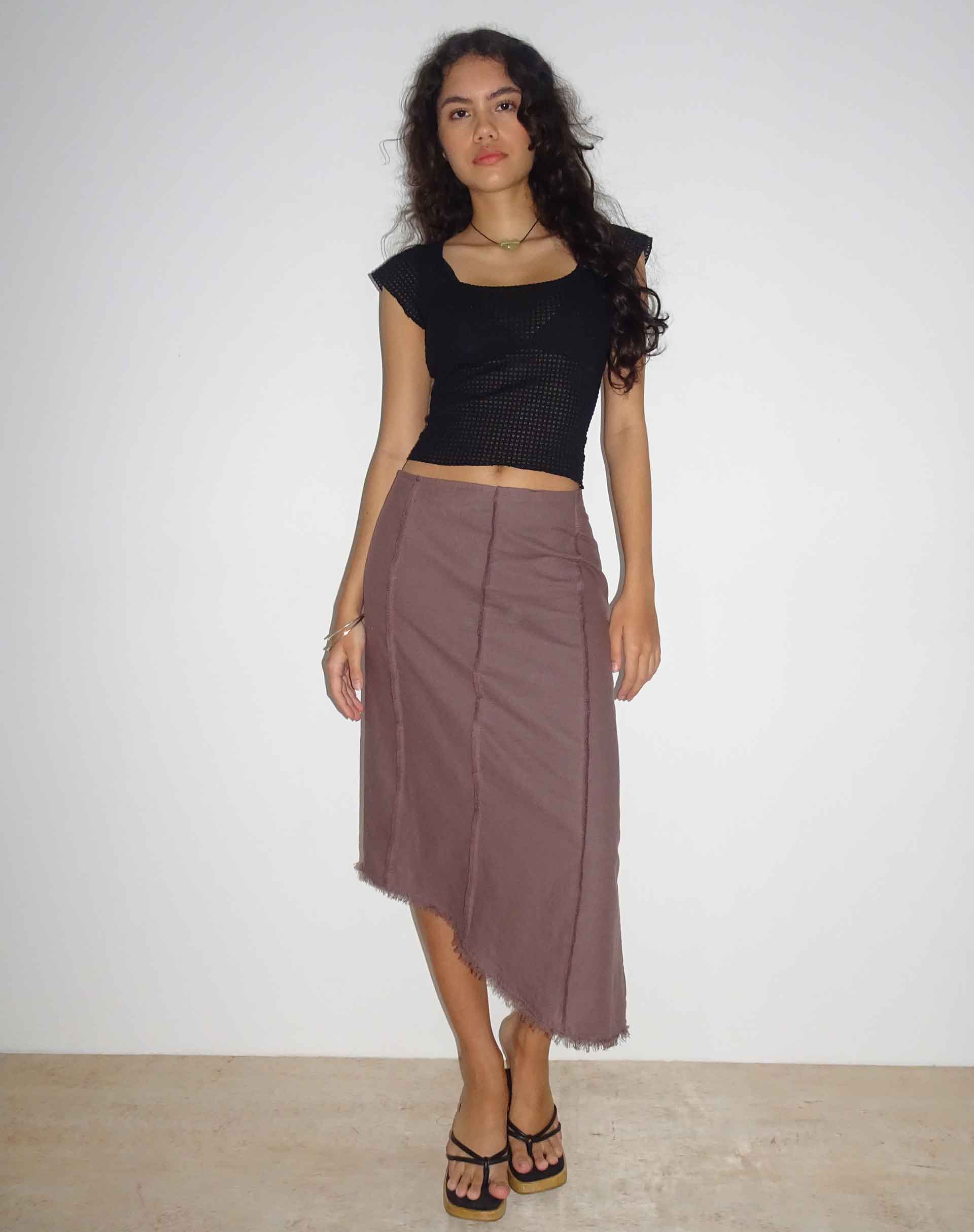 Bild von Karlesa Asymmetrischer Midirock in Deep Taupe