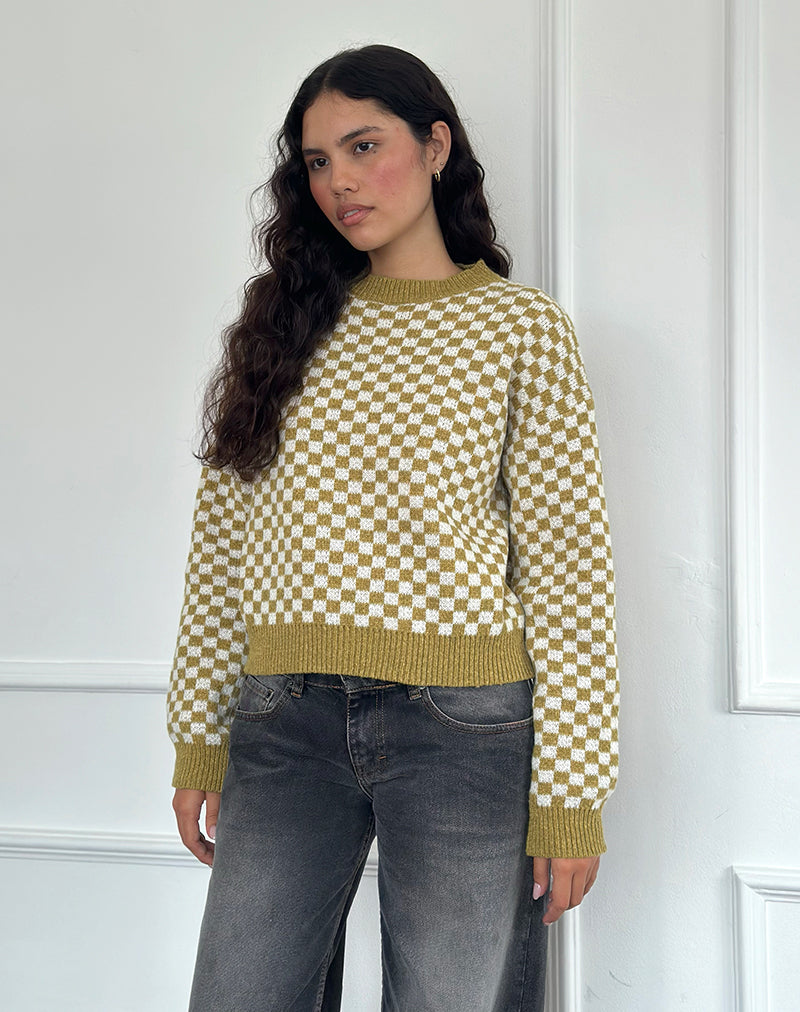 Karu Pullover in Karo Grün