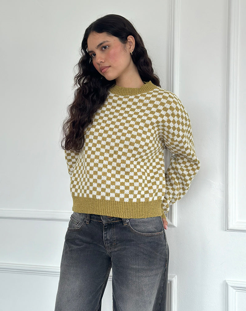 Image of Karu Pullover in Karo Grün