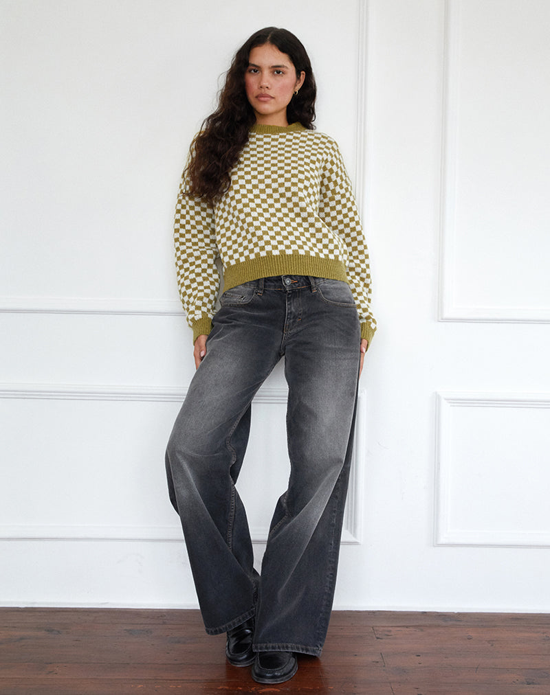 Karu Pullover in Karo Grün