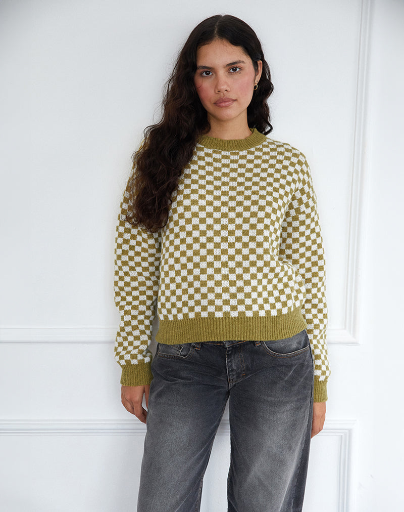 Image of Karu Pullover in Karo Grün