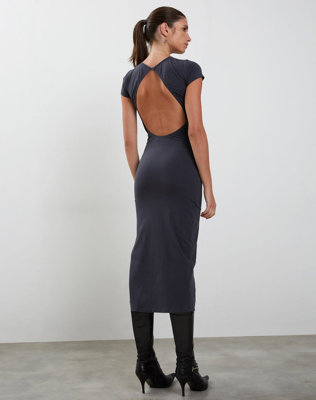 Kasor Midikleid mit offenem Rücken in Ocean Storm