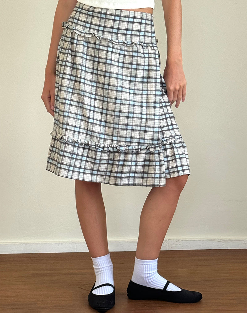Kasya Midirock aus pastellblauem Schottenkaro