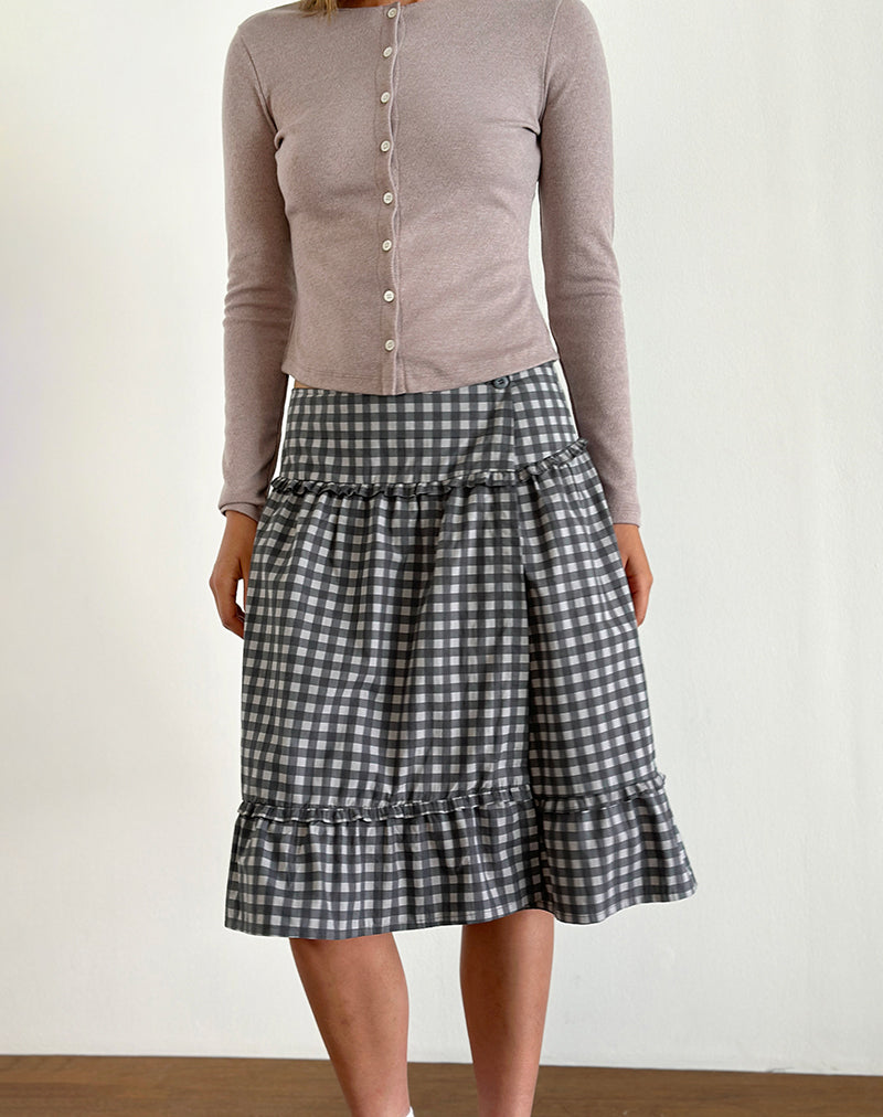 Bild von Kasya Midirock in Tonal Gingham Schwarz und Grau