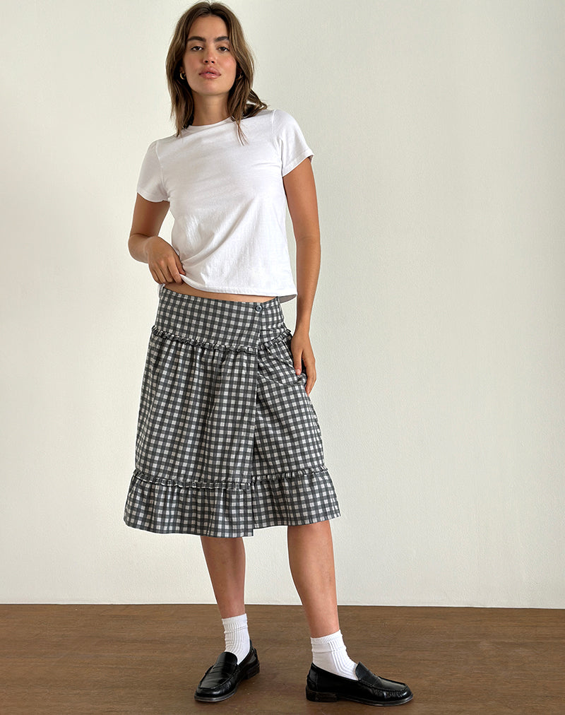 Bild von Kasya Midirock in Tonal Gingham Schwarz und Grau
