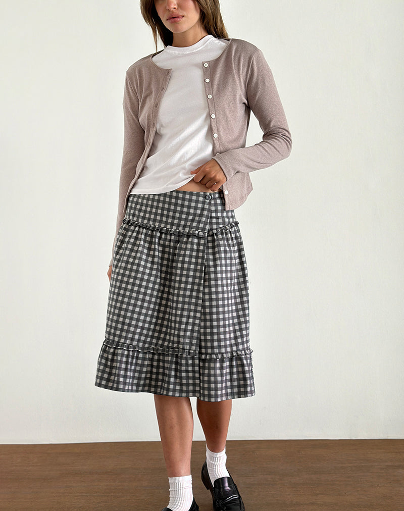 Kasya Midirock aus Tonal Gingham Schwarz und Grau
