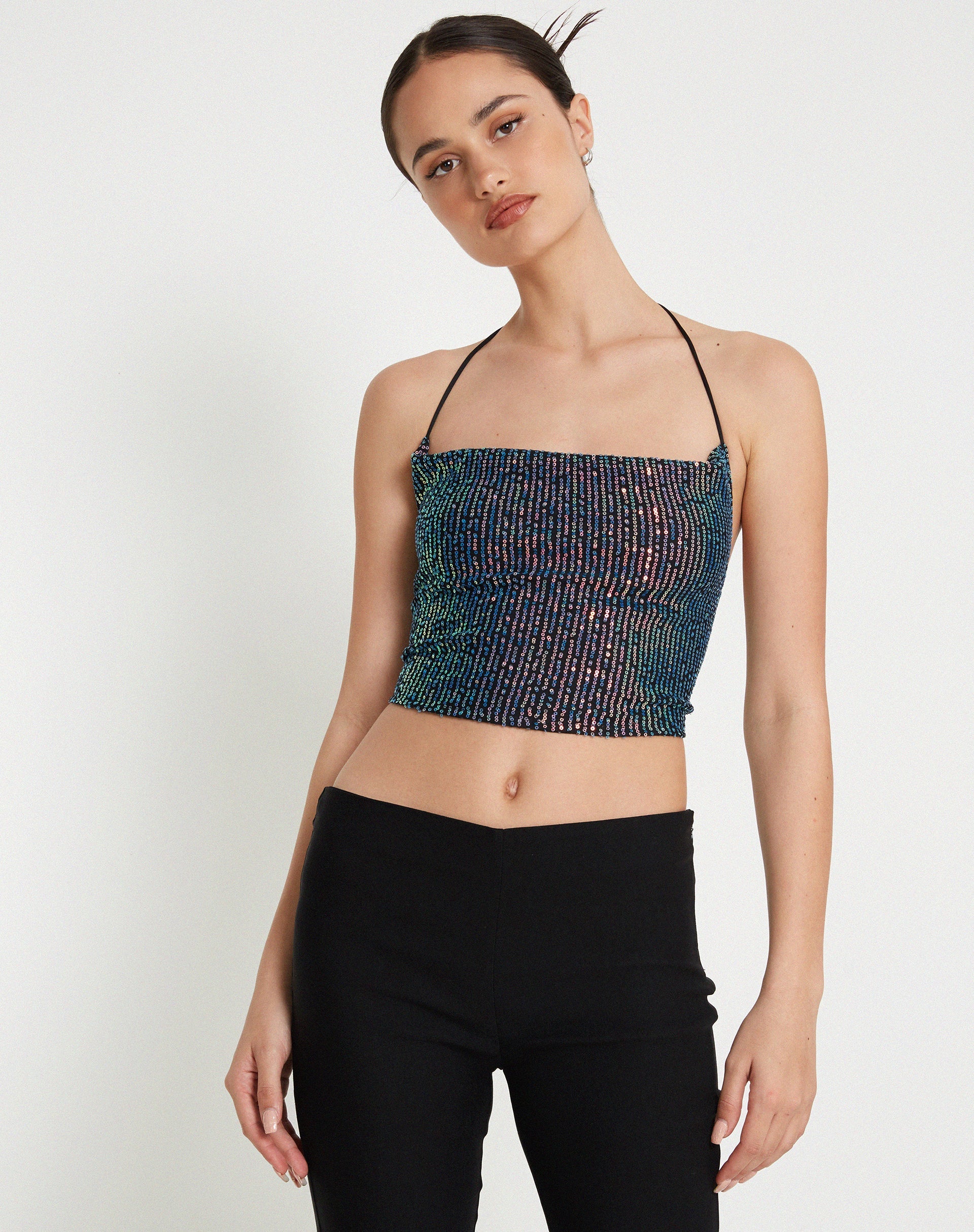 Image of Katari Neckholder-Top in Opalglanz