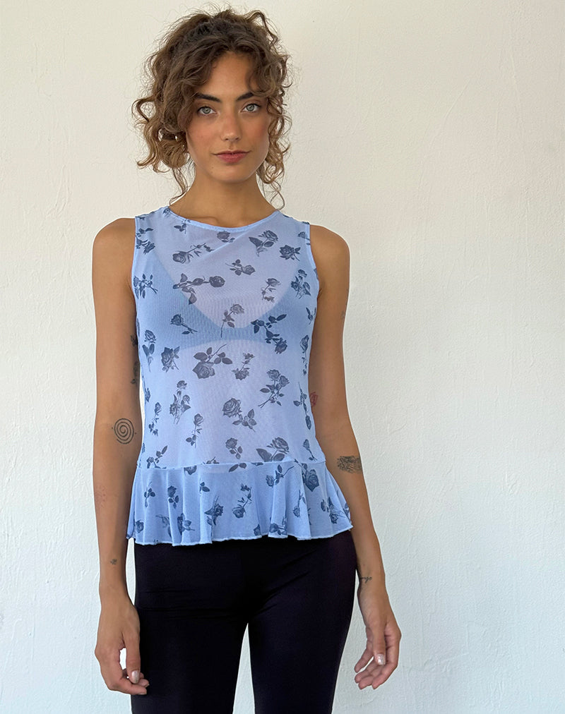 Bild von Katnis Top in Inky Blue Floral Mesh